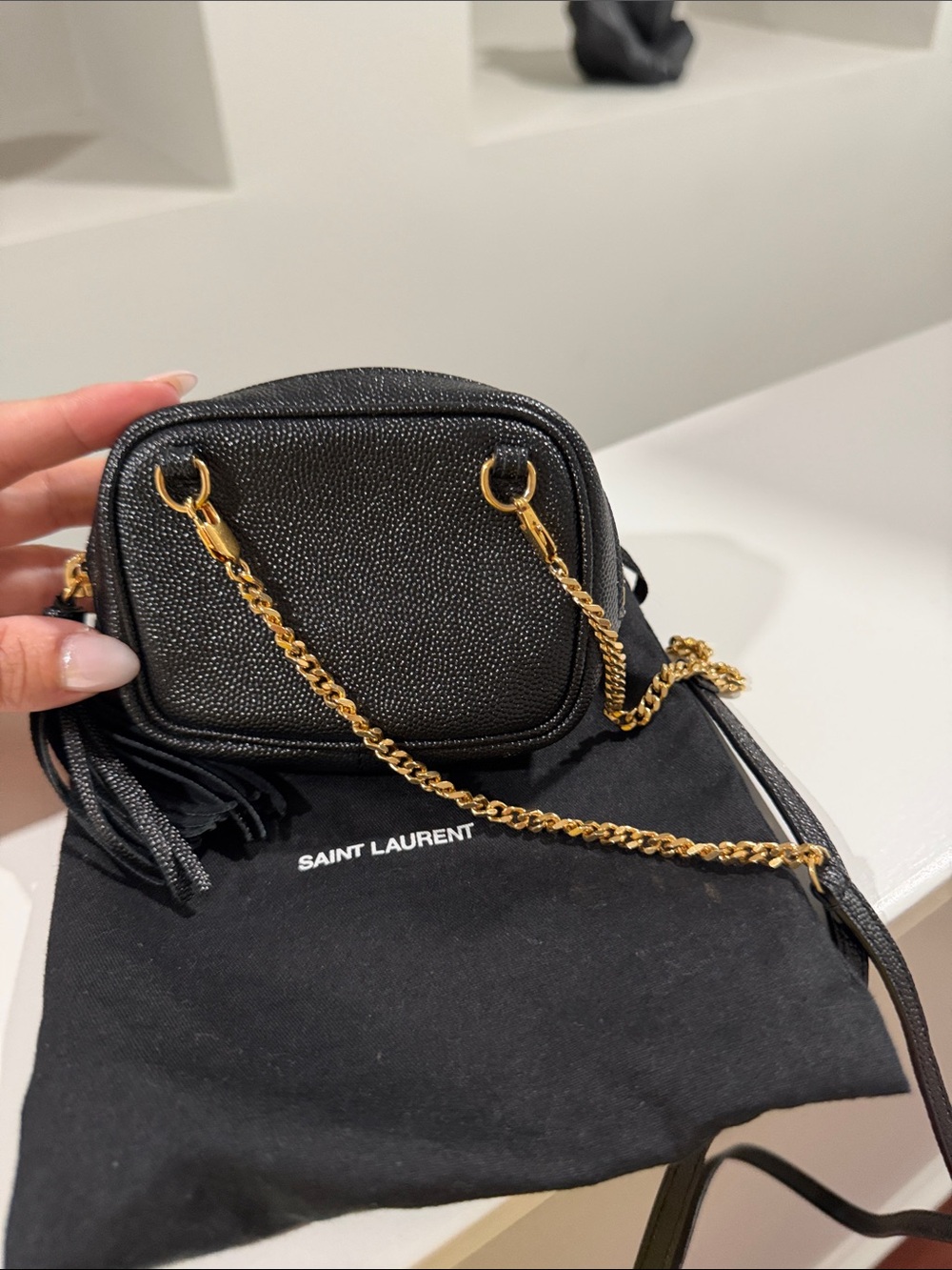 Saint Laurent Black Quilted Leather Camera Bag with Gold YSL Hardware - Picture 2 of 2